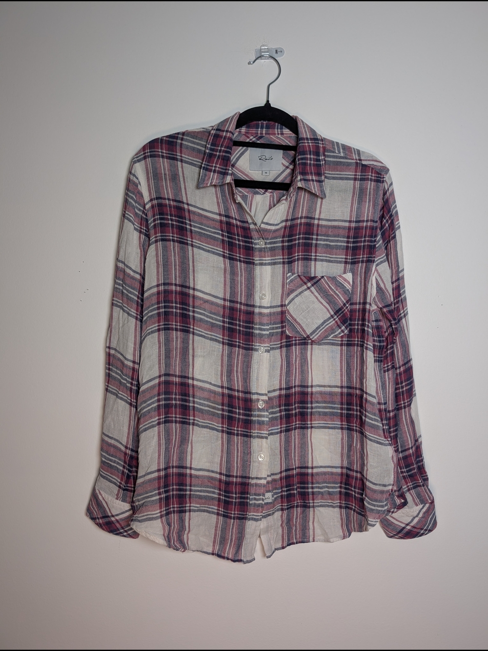 Rails Linen Blend Plaid Button Down Shirt XS Coastal Casual Lightweight - Picture 2 of 7